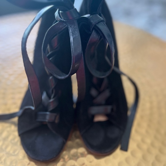 Gianvito Rossi Marie Velvet Ankle Boots Lace Up Open Toe - Picture 5 of 13